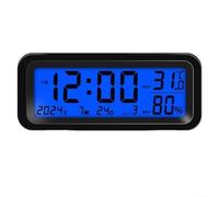 URPIZY Mini orologio digitale ad energia solare per cruscotto auto con data, temperatura e umidità (blu/verde)