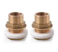 URPIZY Passacavo serbatoio in ottone 3/4" con collegamento filettato e 4 guarnizioni, filettatura esterna 26 mm, filettatura interna 19 mm, per serbatoio dell'acqua, lavatrice e tubi, 2 pezzi