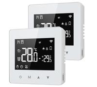 URPIZY per TUYA Termostato WiFi a Batteria- Termostato Intelligente Programmabile a Batteria, Controllo Remoto per Smart Life, Compatibile con per Alexa e per Home, Bianco (2 PACCHI)