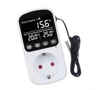 URPIZY Presa digitale con controllo della temperatura con ampio display, timer conto alla rovescia, intervallo di temperatura da -40 a 120 °C, risparmio energetico, 100 - 250 V AC, max. 2900 W, per