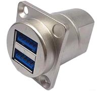 URPIZY Presa USB 3.0 da incasso a doppia porta per 86 prese (argento) | Design a doppia porta, due porte contemporaneamente, salvaspazio, per telaio 86, facile integrazione