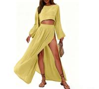 URPIZY Set da due pezzi da donna a maniche corte, per top e gonna | Maniche corte per top con gonna abbinata, ideale per le giornate calde, taglio alla moda per ogni figura