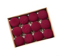 URPIZY Set di 12 palline per albero di Natale in velluto, colore rosso bordeaux, 6-8 cm, in plastica, per decorazioni festive su albero di Natale, ghirlanda o decorazione da tavolo (C)