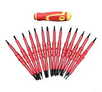 URPIZY Set di cacciaviti elettricisti isolati magnetici 28 in 1, 1000 V, impugnatura antiscivolo per installazioni elettriche, montaggio di mobili, elettronica, riparazione auto in valigia