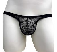 URPIZY Slip da uomo in pizzo trasparente con tasca rigonfia | Design trasparente, tasca rigonfiata per un maggiore volume, morbida sensazione sulla pelle, biancheria erotica ideale