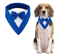 URROMA 1 collare da smoking per cani, bandana formale per cani con collare a papillon regolabile, per feste di nozze per cani domestici, blu L