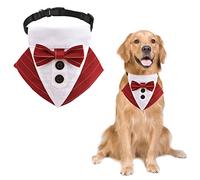 URROMA 1 pezzo formale cane bandana, collare rosso a righe rosso matrimonio con fiocco regolabile rosso abbigliamento animale domestico collana fiocco adatto per cani di grossa taglia e gatti, L