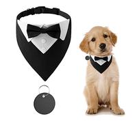 URROMA 1 pezzo formale smoking bandana, collare da sposa per cani con papillon e cravatta, regolabile, nero, papillon da collo per cani di piccola taglia e gatti, S