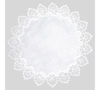 URROMA 1 runde Mitte aus Polyester, 60 x 60 cm, Weiß mit Spitzenrand, Dekoration für Tisch, Esszimmer und Küche