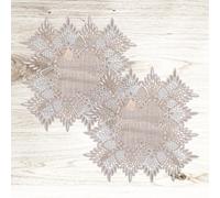 URROMA 2 centrini quadrati in pizzo, tovaglia in lino con stampa cava ricamata per comò e tavolini, 30 x 30 cm