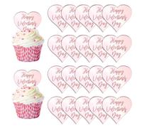 URROMA 20 decorazioni per cupcake con scritta "Happy Valentine's Day", colore: oro rosa