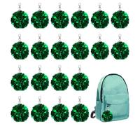 URROMA 20 portachiavi verdi con pompon da cheerleader con fiocco per borsa, zaino, portachiavi per esibizioni, accessori per zaini