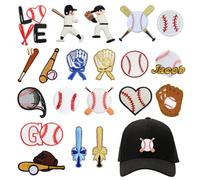 URROMA 20 toppe termoadesive ricamate a tema baseball, da applicare con ferro da stiro o cucire, a tema sportivo, per vestiti, cappelli, jeans, accessori fai da te