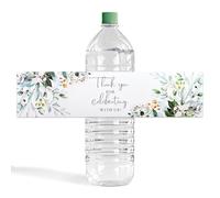 URROMA 200 etichette adesive per bottiglie d'acqua a forma di foglia verde, con scritta "Thank You for Celebrating with Us", per matrimoni, baby shower (stile B)