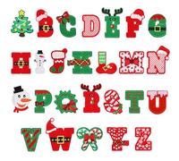 URROMA 26 toppe ricamate termoadesive natalizie, lettere dalla A alla Z, albero di Natale, Babbo Natale, da cucire, graziose, per giacche, cappelli, zaini, accessori fai da te
