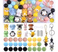 URROMA 35 pezzi perline in silicone animali focali perline 3D accessori per perline fatte a mano per realizzare portachiavi, braccialetti e collane