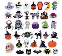 URROMA 36 toppe ricamate termoadesive per Halloween, zucca, pipistrello, strega, fantasma, da cucire, graziose, per giacche, cappelli, zaini, accessori fai da te