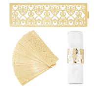 URROMA 50 portatovaglioli dorati riflettenti con fibbia per tovagliolo di Natale, chiusura per tovagliolo a forma di cuore, per tavolo, sala da pranzo, feste del Ringraziamento, decorazione