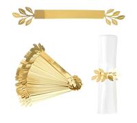 URROMA 50pcs Anello di Tovagliolo in Foglio d'Oro, Anello di Porta - Asciugamano a Forma di Foglia d'oro riflettente per la Decorazione della Tavolo di Gala da Cena