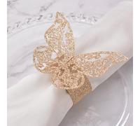 URROMA Anelli portatovaglioli, 50 pezzi, colore oro rosa, a forma di farfalla, portatovaglioli per la casa, per decorare la tavola, matrimoni, Natale, feste, cene del Ringraziamento