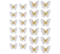 URROMA Applique a forma di farfalla, 24 applicazioni in pizzo bianco per cucire su toppe in pizzo organza, accessori per capelli da sposa
