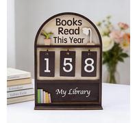 URROMA Contatore per libri che leggono quest'anno, marrone, in legno, accessorio per la lettura degli amanti dei libri, regali per la casa, biblioteca, libreria, decorazione