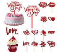 URROMA Decorazioni per cupcake di San Valentino, 25 pezzi, inserti creativi per torta, in carta, con motivo di Cupido, ciondoli per torta, decorazioni per San Valentino