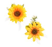 URROMA Fiore all'occhiello con girasole artificiale, 2 pezzi, per matrimonio, matrimonio, matrimonio, anniversario, ballo di fine anno