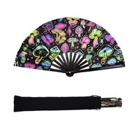 URROMA Grande ventilatore pieghevole a forma di fungo, grande ventilatore pieghevole a mano in bambù per festival e feste, accessori per uomini e donne