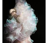 URROMA Nastro in chiffon plissettato con volant, 2,8 m, bianco con doppio bordo di chiusura, applique in tulle per abiti, borse, decorazioni, rifiniture artigianali e cucito