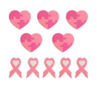 URROMA Perline in silicone con nastro rosa e cuore rosa, 10 perline in silicone per la sensibilizzazione sul cancro al seno, per portachiavi, perline in silicone, kit per collane, bracciali e gioielli