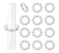 URROMA Portatovaglioli a catena con perle bianche, 12 pezzi, portatovaglioli con perle e strass, per tovaglioli, per compleanni, matrimoni, Pasqua, pranzi e feste