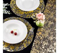 URROMA Set di 11 tovagliette usa e getta dorate, tappetino da pranzo, griglia in lamina d'oro, runner da tavola con paillettes glitterate in lamina metallica dorata sottile, decorazione da tavolo