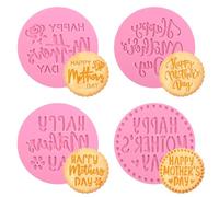 URROMA Stampi per biscotti in acrilico per festa della mamma, 4 pezzi, in acrilico, rosa, stampini per biscotti per fai da te, torte, pasta di zucchero, cupcake, cioccolato