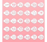 URROMA Stencil per San Valentino, 30 pezzi, riutilizzabili, per torte al caffè, biscotti, stampi per biscotti, pasticceria, pittura, dessert, decorazione per feste di San Valentino