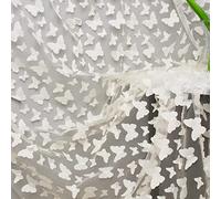 URROMA Tessuto in pizzo a farfalla con ricamo bianco sporco, 3D in tessuto di pizzo a farfalla 3D per abiti da sposa fai da te accessori per costumi velo decorazione domestica