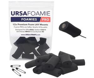 URSA Foamies - supporti in schiuma morbida e sottile che aderiscono e ammortizzano il microfono lavalier/lapel per creare una zona priva di fruscii - Nero