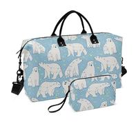 Ursa Minor, borsone da viaggio con orso polare da portare a spalla, per fine settimana, palestra, borsone con tracolla regolabile, impermeabile