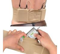 URSA - Tracolla per microfono a doppia tasca, ultra sottile, traspirante ed elastica, compatibile con la maggior parte dei trasmettitori/ricevitori, colore beige, vita piccola