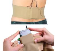URSA Waist Straps - Cinghia da vita, ultra sottile, traspirante ed elastica, per microfono, compatibile con la maggior parte dei trasmettitori/ricevitori, colore: beige, con tasca grande