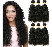 Urshiney Capelli Brasiliani Vergini Kinky Curly 3 Trecce da 100% Capelli Umani Naturali 12 14 16 Pollici(30 35 40cm) 300g Totale Colore Nero Naturale 1B Morbidi e Senza Caduta