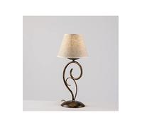 URSO STORE Lampada, lume, abat jour, lumetto classico da comodino, comò in ferro battuto ruggine 1 luce paralume effetto tessuto per camera da letto, soggiorno, salotto, cameretta bon-440
