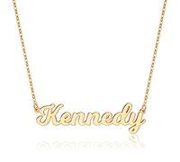 Ursteel Collana personalizzata con nome, placcata in oro 14 carati, collana con nome personalizzato, delicata collana con nome, gioielli regalo personalizzato per le donne, Kennedy, Metallo, Nessuna