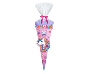 URSUS 10040001 - Kit per la realizzazione del cono scuola Diamond Painting Easy Line Fancy Unicorn, rosa, a 6 facce, in cartone 3D, 68 cm, diametro circa 20 cm, per realizzare un cono di zucchero