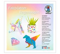 URSUS 10154131 - Foglietti Pieghevoli Arcobaleno, 120 Fogli Assortiti in 6 Colori Diversi, Grandi Circa 15 x 15 cm, 80 g/m², Stampati su Entrambi i Lati, Incluse Istruzioni per la Piegatura