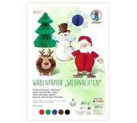 URSUS 1646 00 99 Natale, 6 Pezzi, Circa 22,5 x 32,5 cm, 30 Strati incollati, Carta Artigianale con Struttura a Nido d'Ape, Set per Decorazioni e Figure, Multicolor, One Size