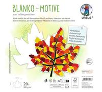 Ursus 1712 00 03F - Motivi in bianco "Foglia d'autunno", 20 pezzi in cartoncino fotografico da 300 g/m², 22,5 x 21 cm, carta artigianale fai da te da colorare, incollare, ritagliare e autoprogettare