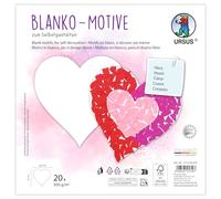 Ursus 1712 00 07F - Motivi in bianco "Cuore", 20 pezzi in cartoncino fotografico da 300 g/m², 23 x 22,5 cm, carta artigianale fai da te da colorare, incollare, ritagliare e autoprogettare