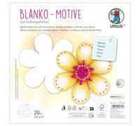 Ursus 1712 00 08F - Motivi vuoti "Fiore", 20 pezzi in cartoncino fotografico da 300 g/m², 22 x 22 cm, carta artigianale fai da te da colorare, incollare, ritagliare e disegnare autonomamente