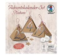 Ursus 17850001F - Calendario dell'Avvento Natura, Set con Materiali per 24 scatole Regalo, Circa 7,7 x 7,7 x 8 cm, in Cartone Resistente, con Inserti e Cordoncino, da riempire e da Regalare